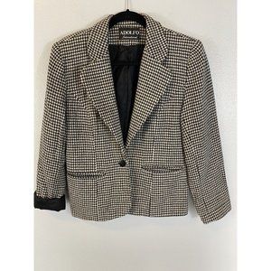 Adolfo International Women’s Blazer Sz 4 Black/White Front Pockets